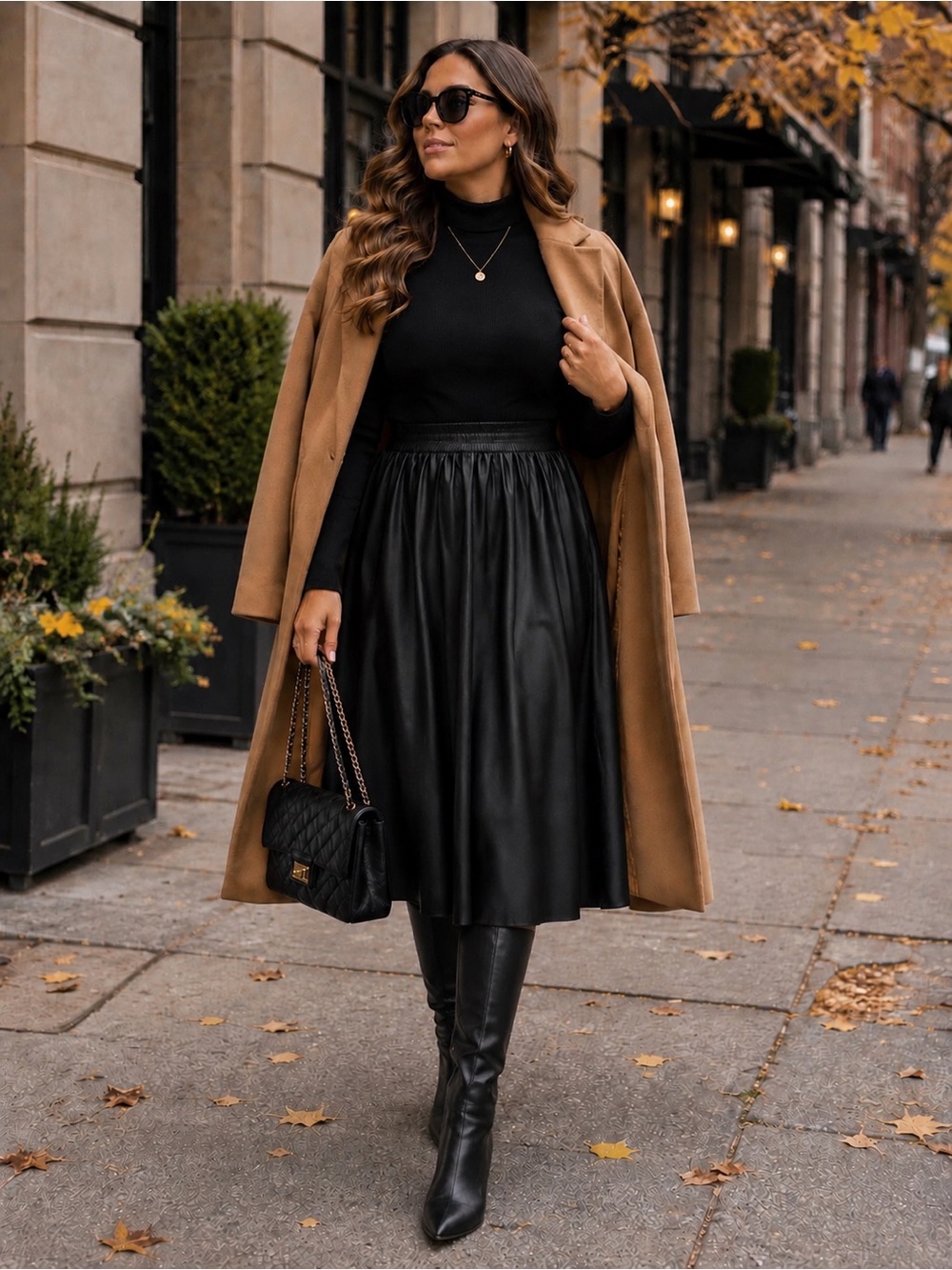 TORRID Women's Black Faux Leather Pleated Midi Skirt with Elastic Waistband L 12